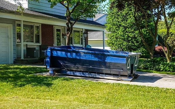 residential dumpsters can be placed on a driveway or yard, but precautions must be required to avoid damage to the property